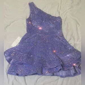 Elegant One Shoulder Purple Homecoming Dress